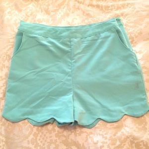Charlotte Russe Scalloped High Waist Teal Shorts